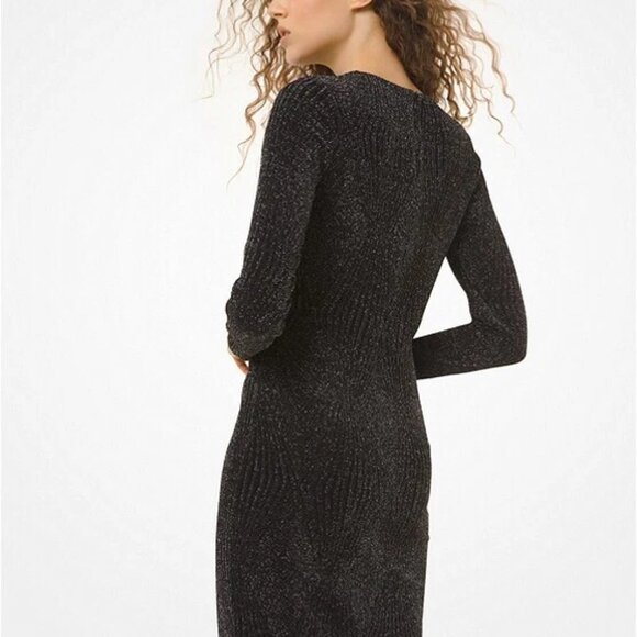 MICHAEL Michael Kors Metallic Knit Twist Front Waist Sheath Mini Dress - Picture 2 of 2